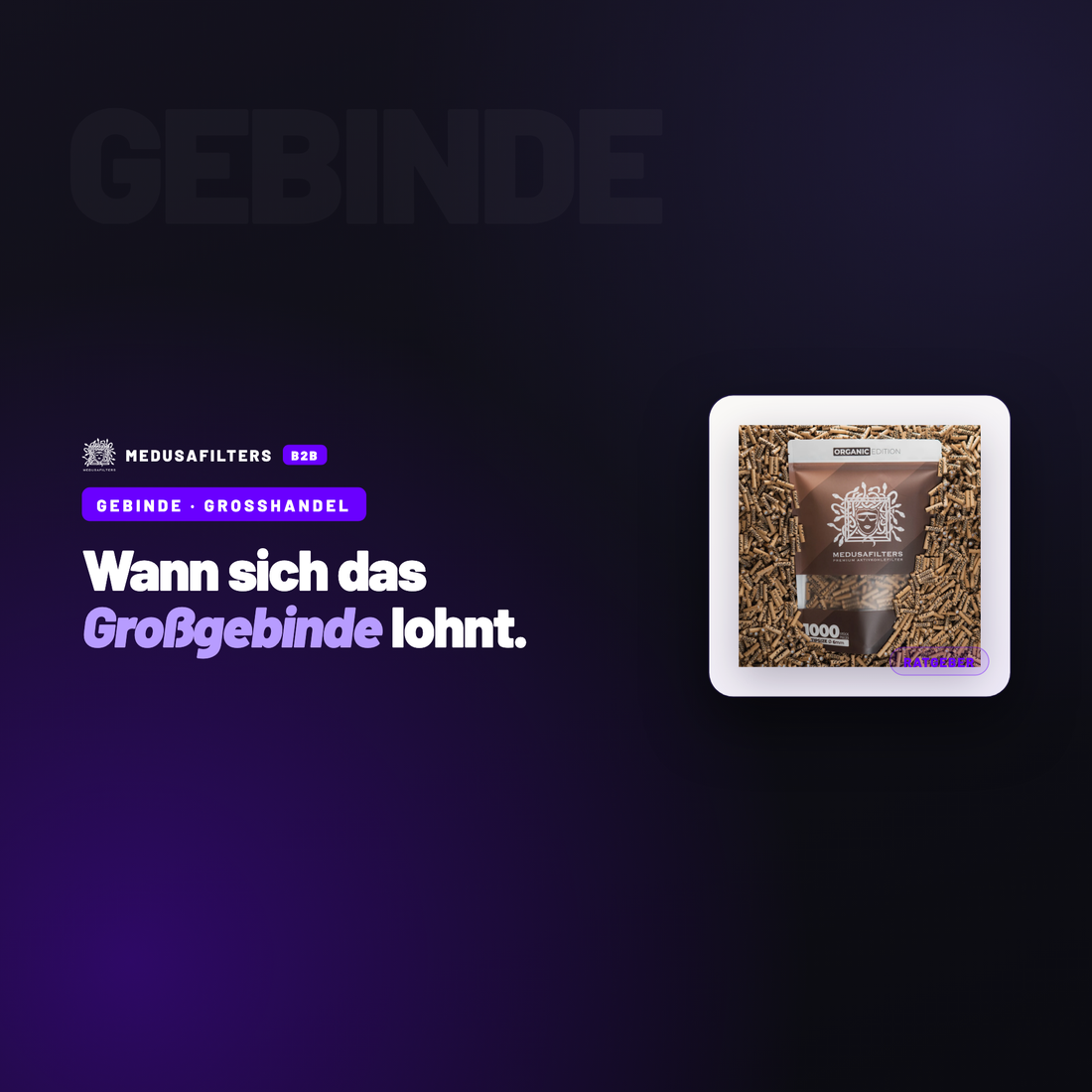 GEBINDE – GROSSHANDEL: Aktivkohlefilter 1000 Stück: Wann sich das Großgebinde lohnt – Ratgeber für Händler, Medusafilters B2B