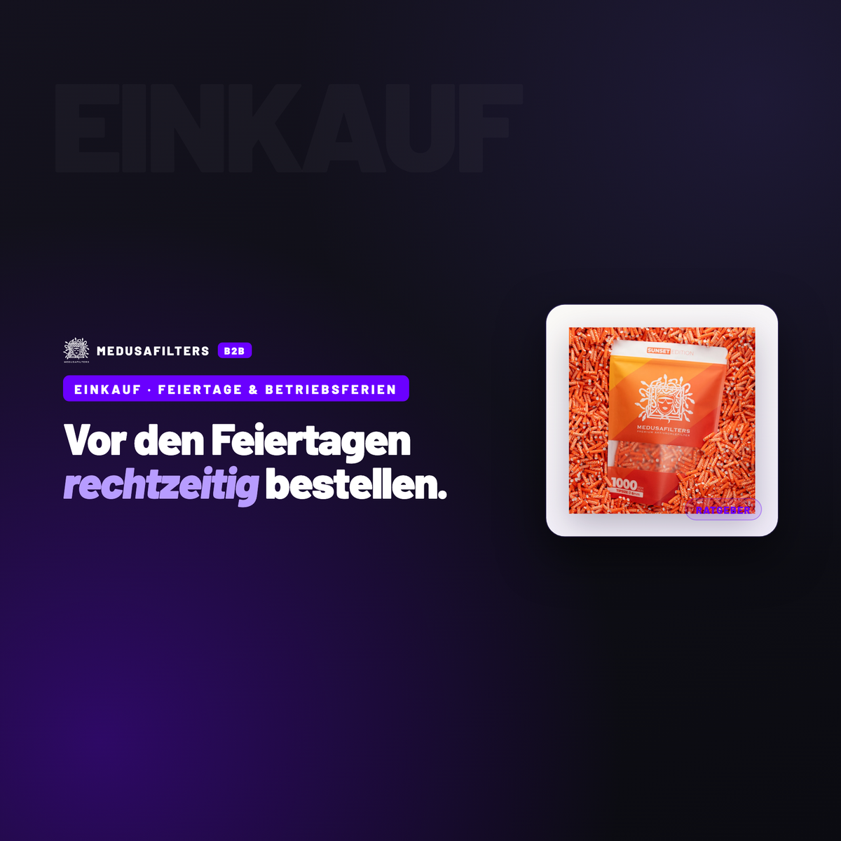 EINKAUF – FEIERTAGE & BETRIEBSFERIEN: Bestellen vor Feiertagen und Betriebsferien: Lieferzeiten richtig einplanen – Ratgeber für Händler, Medusafilters B2B