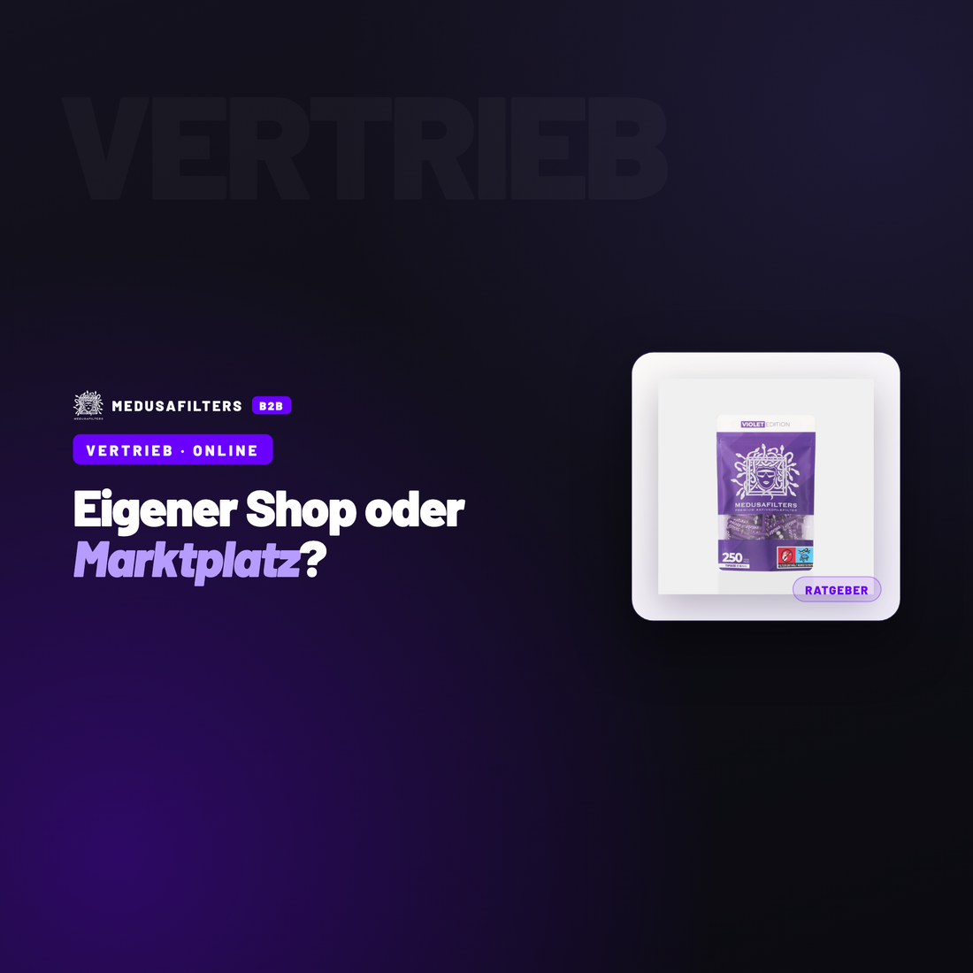 VERTRIEB – ONLINE: Eigener Onlineshop oder Marktplatz: wo Händler online verkaufen – Ratgeber für Händler, Medusafilters B2B