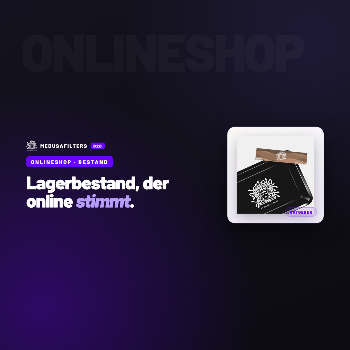 ONLINESHOP – BESTAND: Lagerbestand im Onlineshop ehrlich anzeigen: so vermeidest du leere Versprechen – Ratgeber für Händler, Medusafilters B2B
