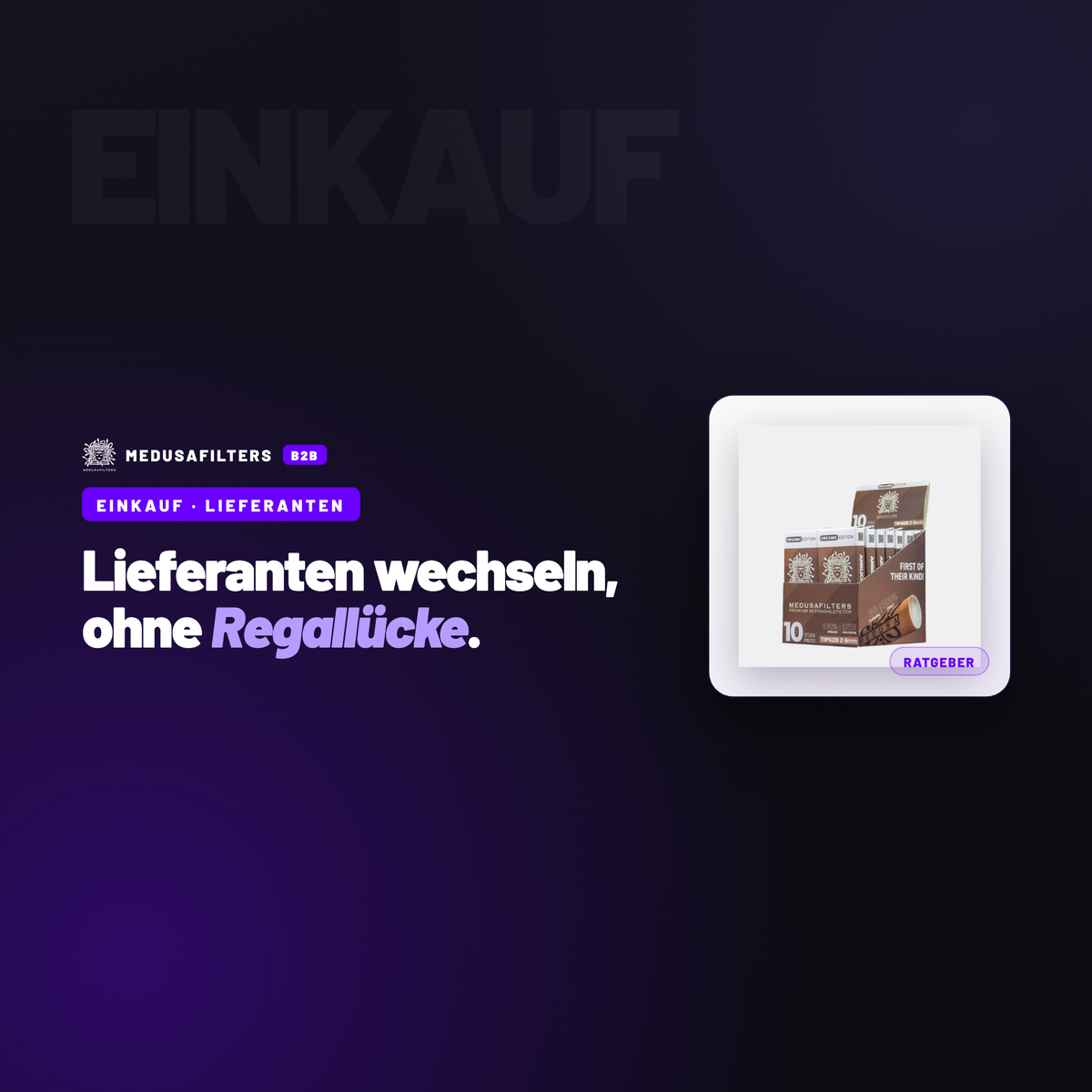 EINKAUF – LIEFERANTEN: Lieferantenwechsel ohne Regallücke: den Übergang planen – Ratgeber für Händler, Medusafilters B2B