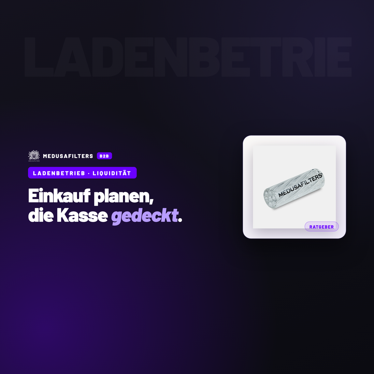 LADENBETRIEB – LIQUIDITÄT: Liquidität und Einkauf planen: Bestellungen, bei denen die Kasse nicht leer läuft – Ratgeber für Händler, Medusafilters B2B