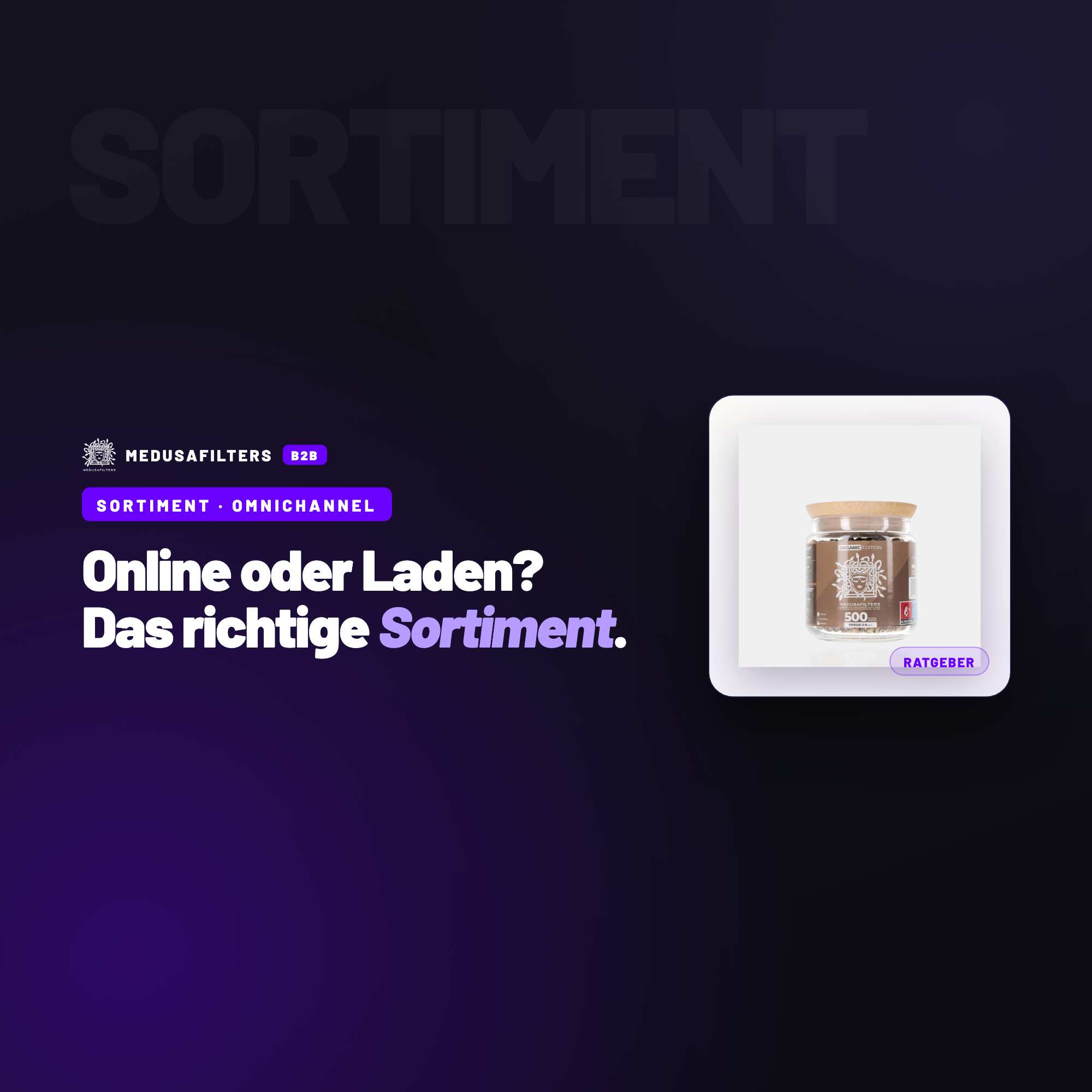 SORTIMENT – OMNICHANNEL: Online vs. stationär: Sortimentsunterschiede im Raucherzubehör für Händler – Ratgeber für Händler, Medusafilters B2B