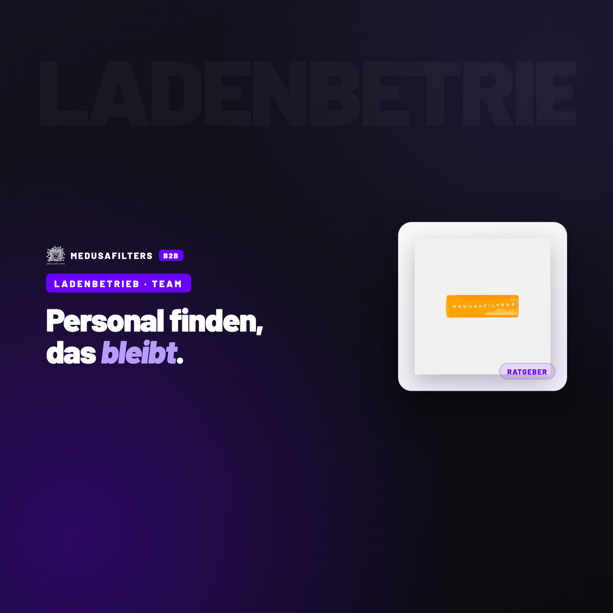 LADENBETRIEB – TEAM: Personal finden im kleinen Laden: suchen, auswählen, halten – Ratgeber für Händler, Medusafilters B2B