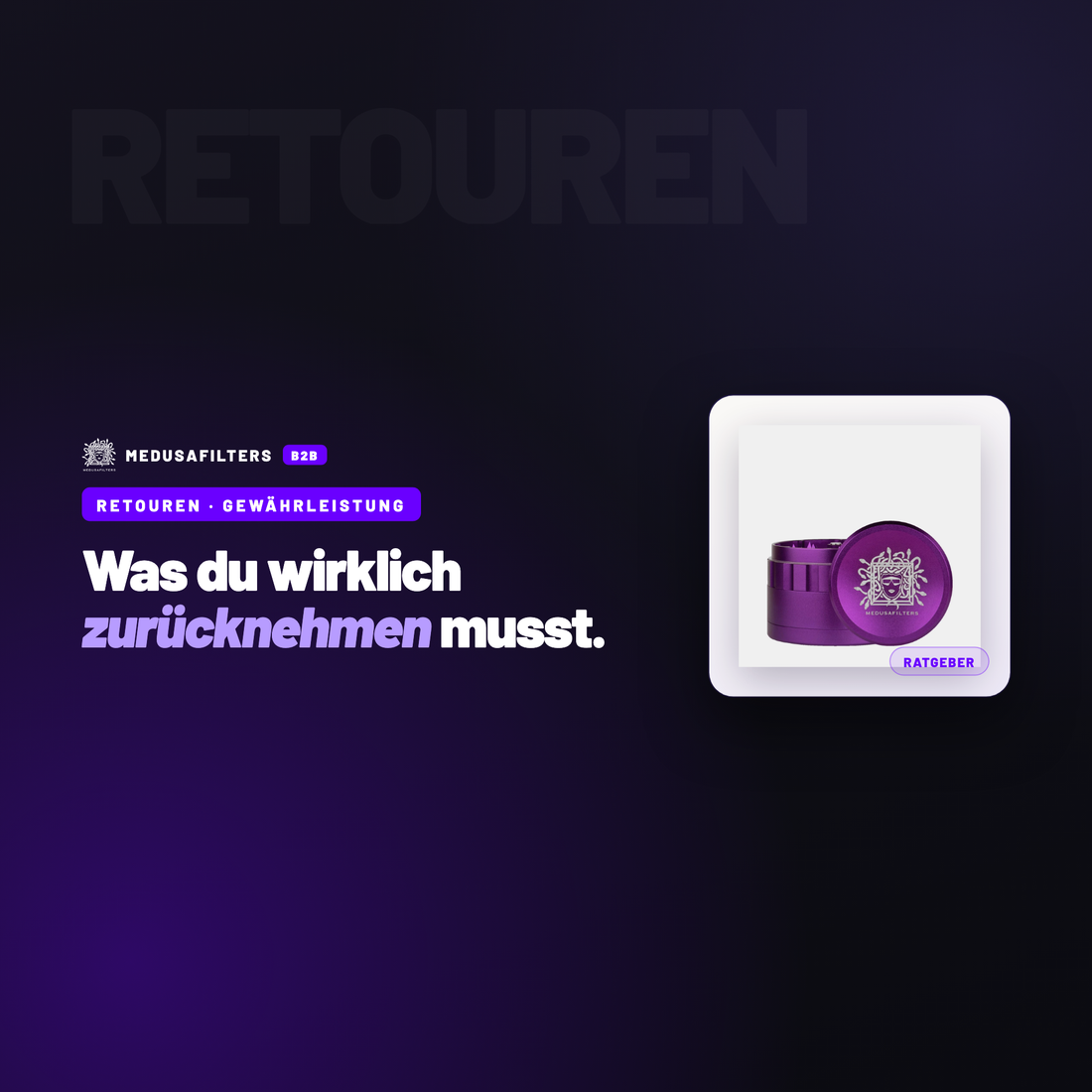 RETOUREN – GEWÄHRLEISTUNG: Retouren und Gewährleistung im Zubehörhandel – Ratgeber für Händler, Medusafilters B2B