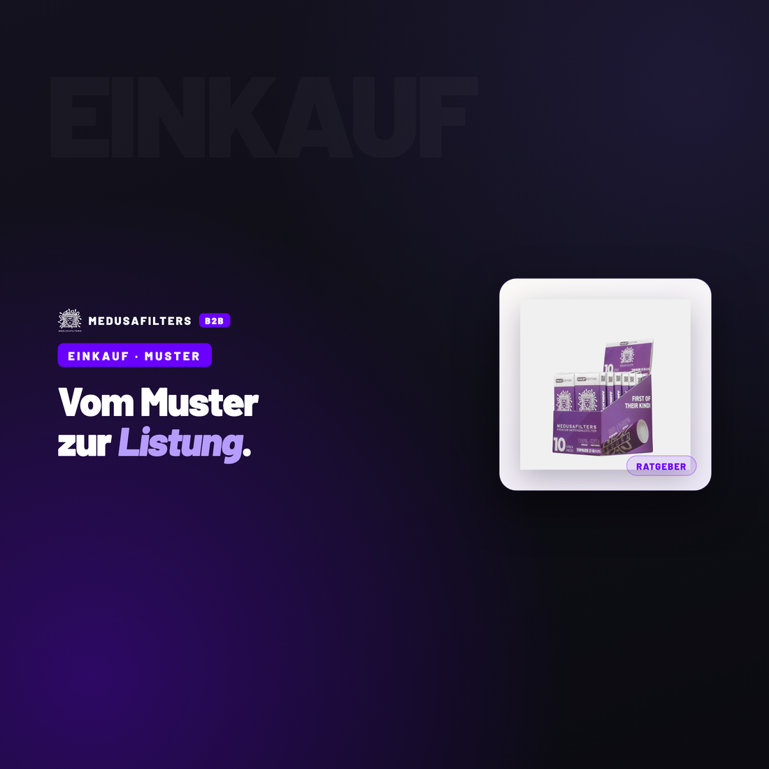 EINKAUF – MUSTER: Sample- und Probierpakete richtig einsetzen: vom Muster zur Listung – Ratgeber für Händler, Medusafilters B2B