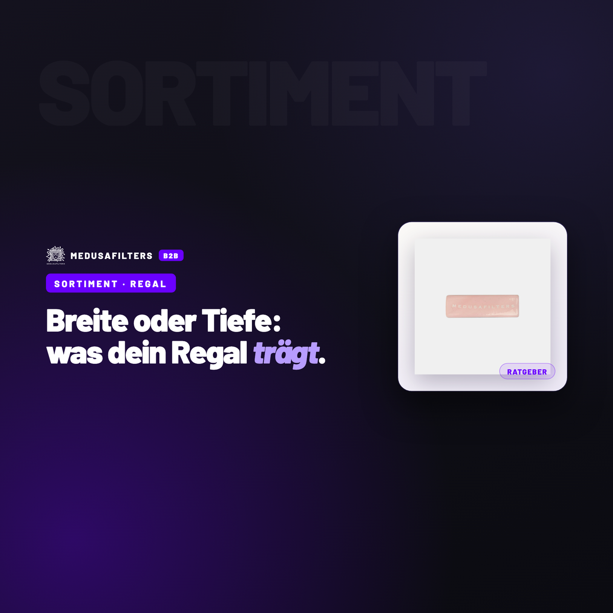SORTIMENT – REGAL: Sortimentsbreite oder Sortimentstiefe: wie viele Varianten dein Regal verträgt – Ratgeber für Händler, Medusafilters B2B