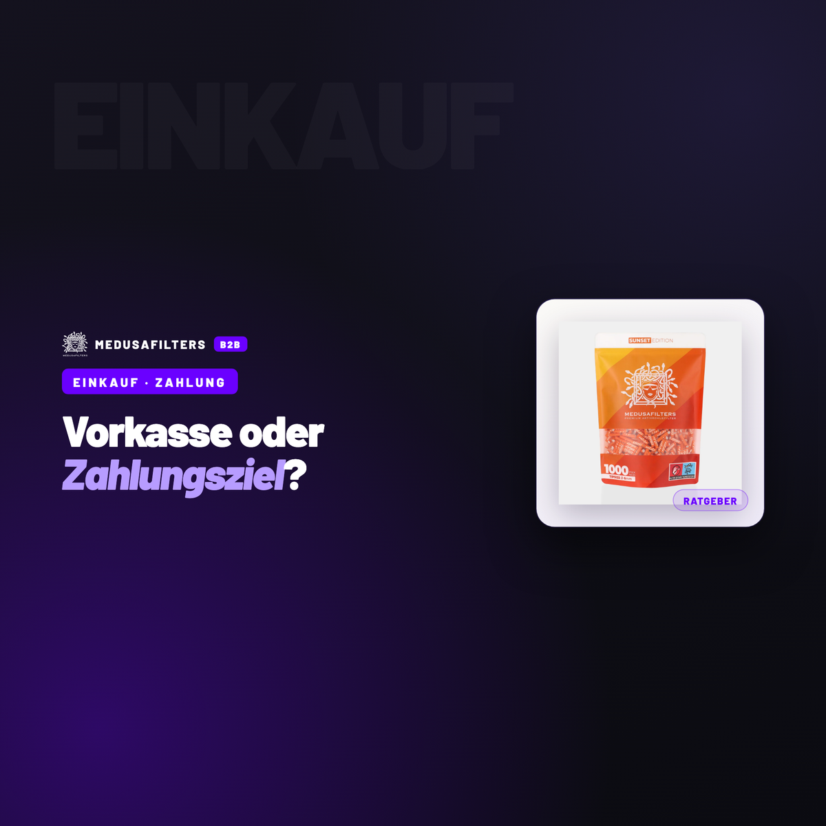 EINKAUF – ZAHLUNG: Zahlungsarten im B2B-Einkauf: Vorkasse, Rechnung, Skonto – Ratgeber für Händler, Medusafilters B2B