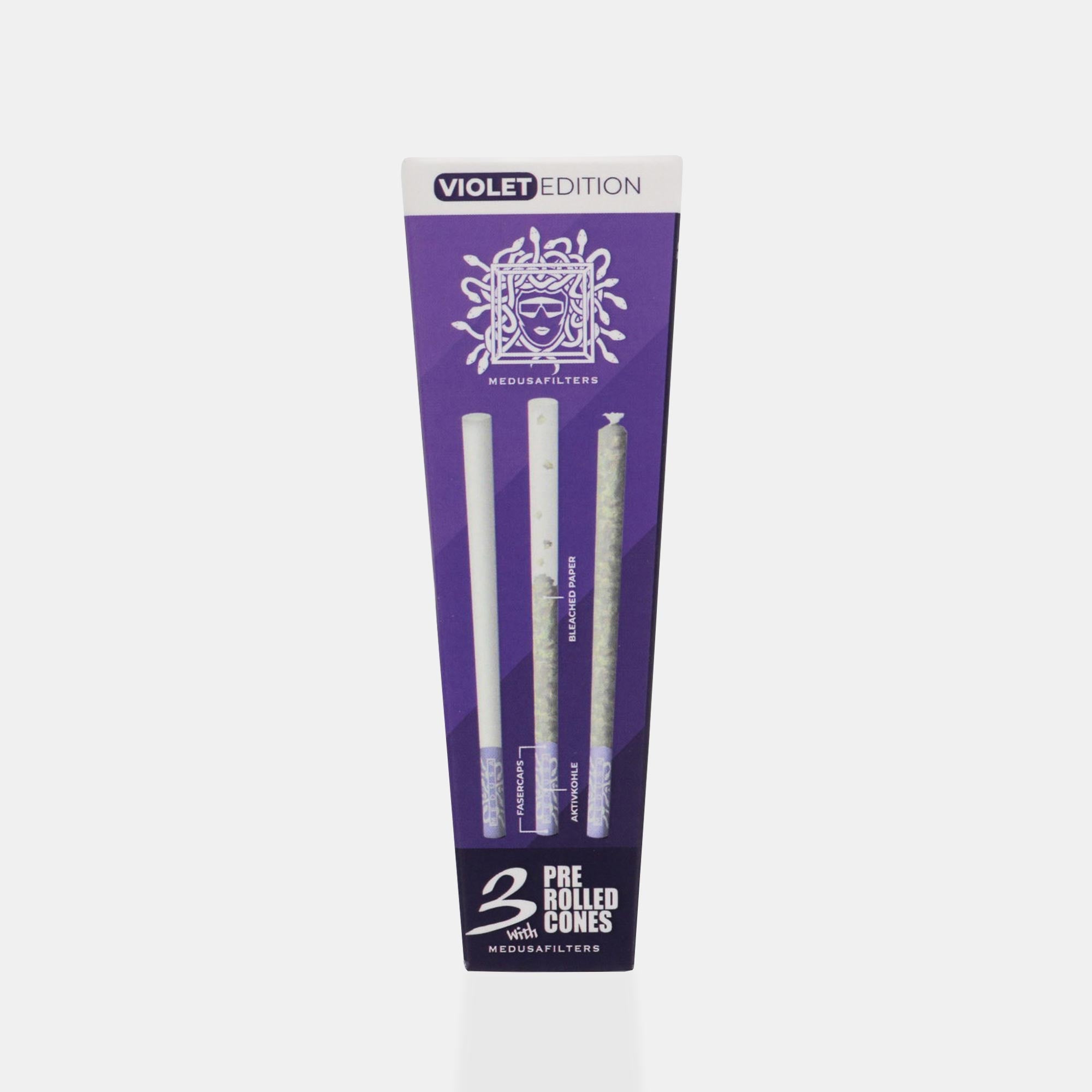 3er Pre-Rolled Cones BLEACHED mit VIOLET Edition Filtern - 32er Display