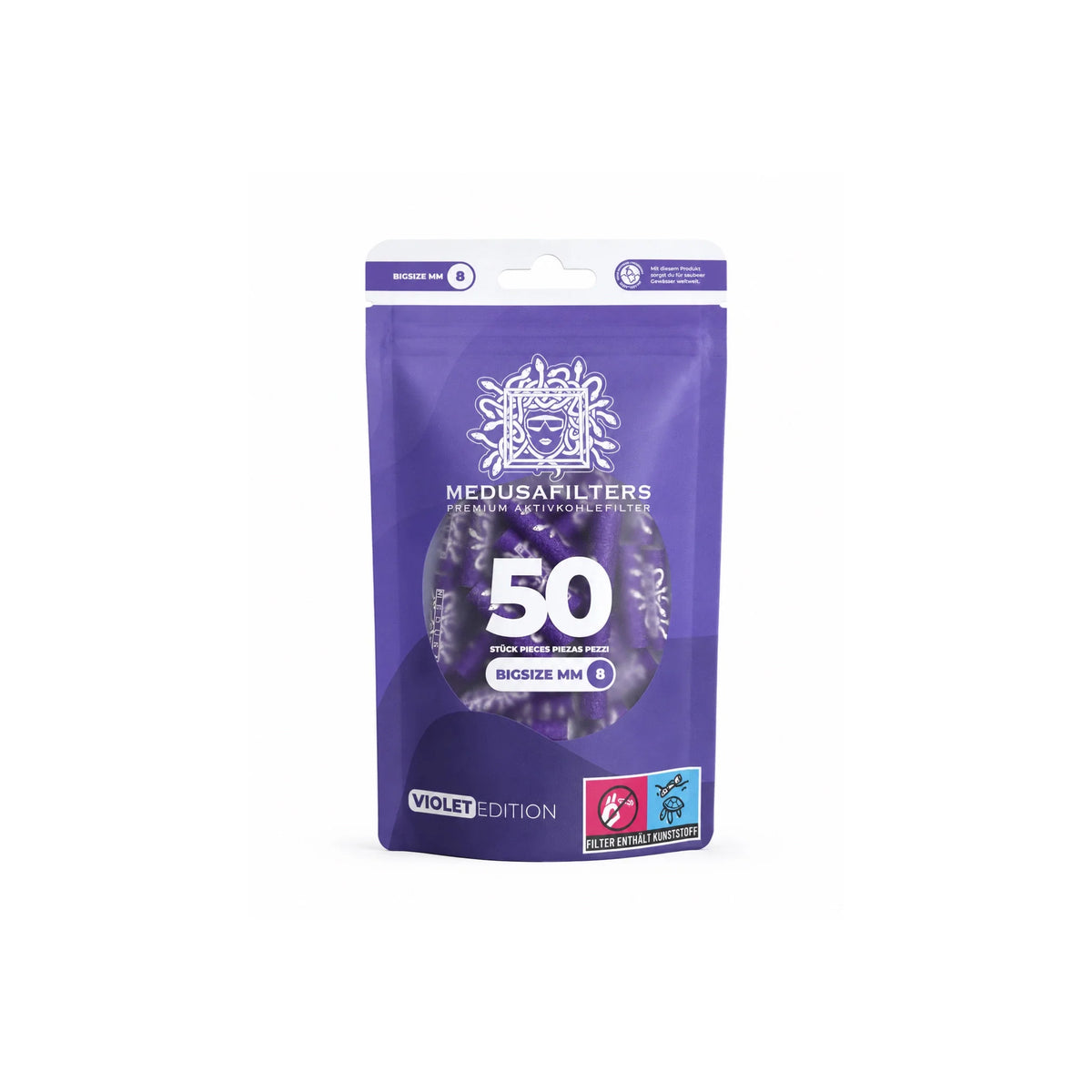 50er Packung 8 mm BIGSIZE VIOLET Edition, Vorderseite