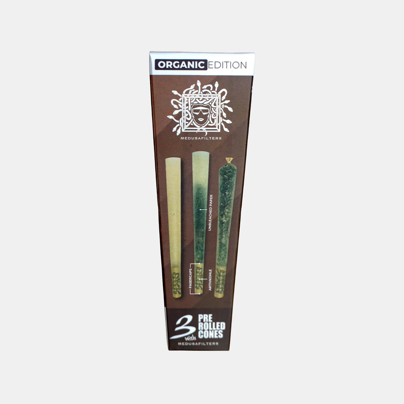 3er Pre-Rolled Cones UNBLEACHED mit ORGANIC Edition Filtern - 32er Display