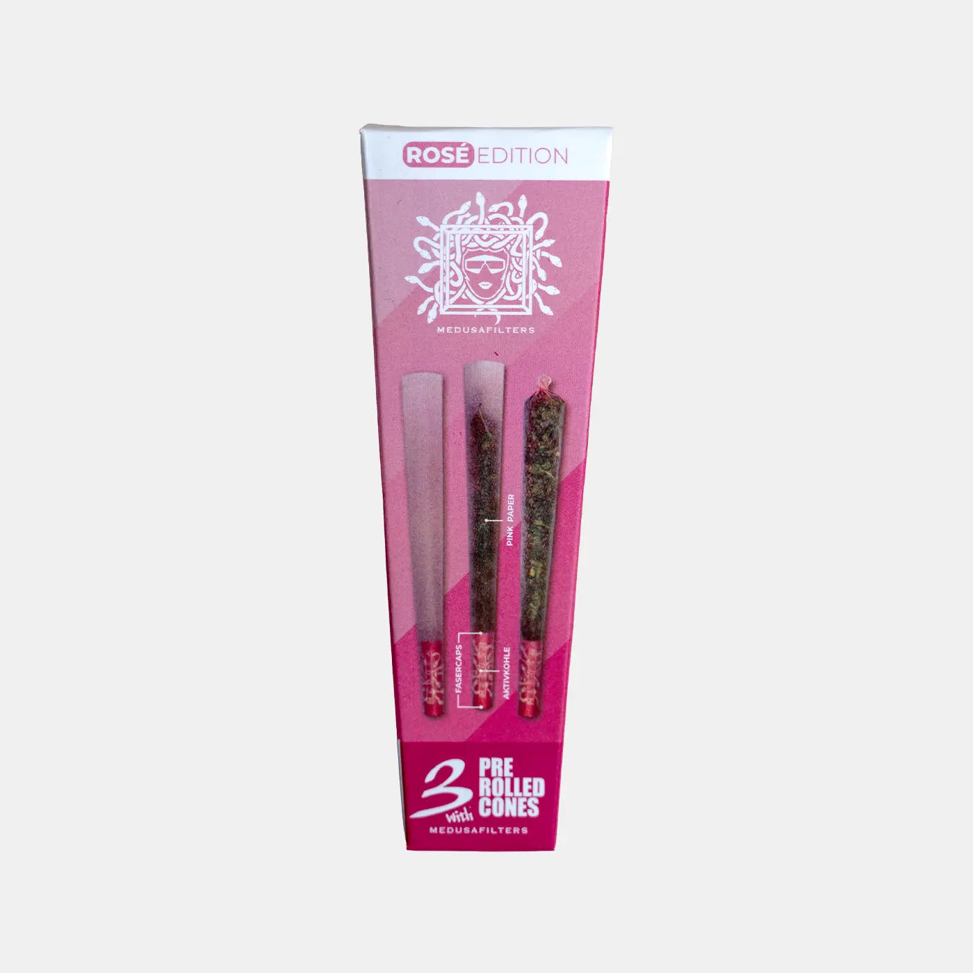 3er Pre-Rolled Cones ROSÉ mit ROSÉ Edition Filtern - 32er Display