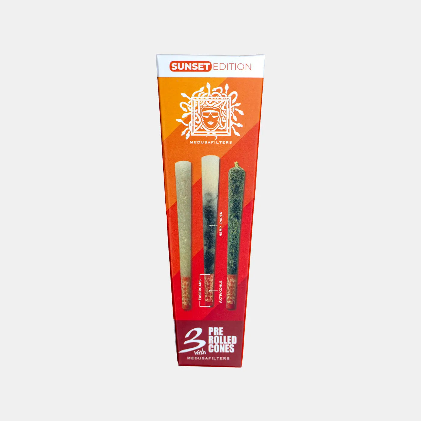 3er Pre-Rolled Cones HEMP mit SUNSET Edition Filtern - 32er Display