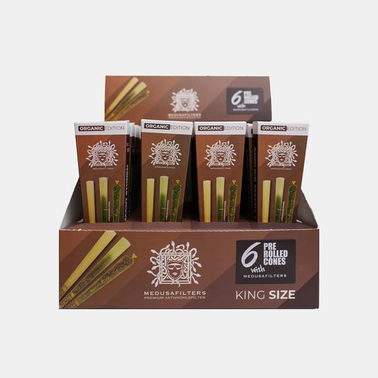 6er Pre-Rolled Cones UNBLEACHED mit ORGANIC Edition Filtern - 32er Display