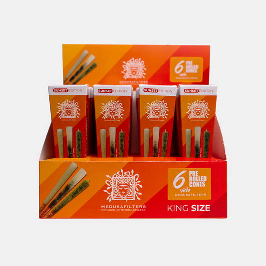 6er Pre-Rolled Cones HEMP mit SUNSET Edition Filtern - 32er Display