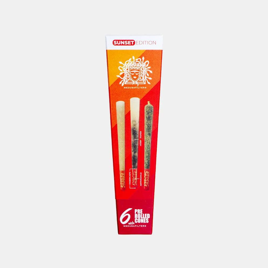 6er Pre-Rolled Cones HEMP mit SUNSET Edition Filtern - 32er Display