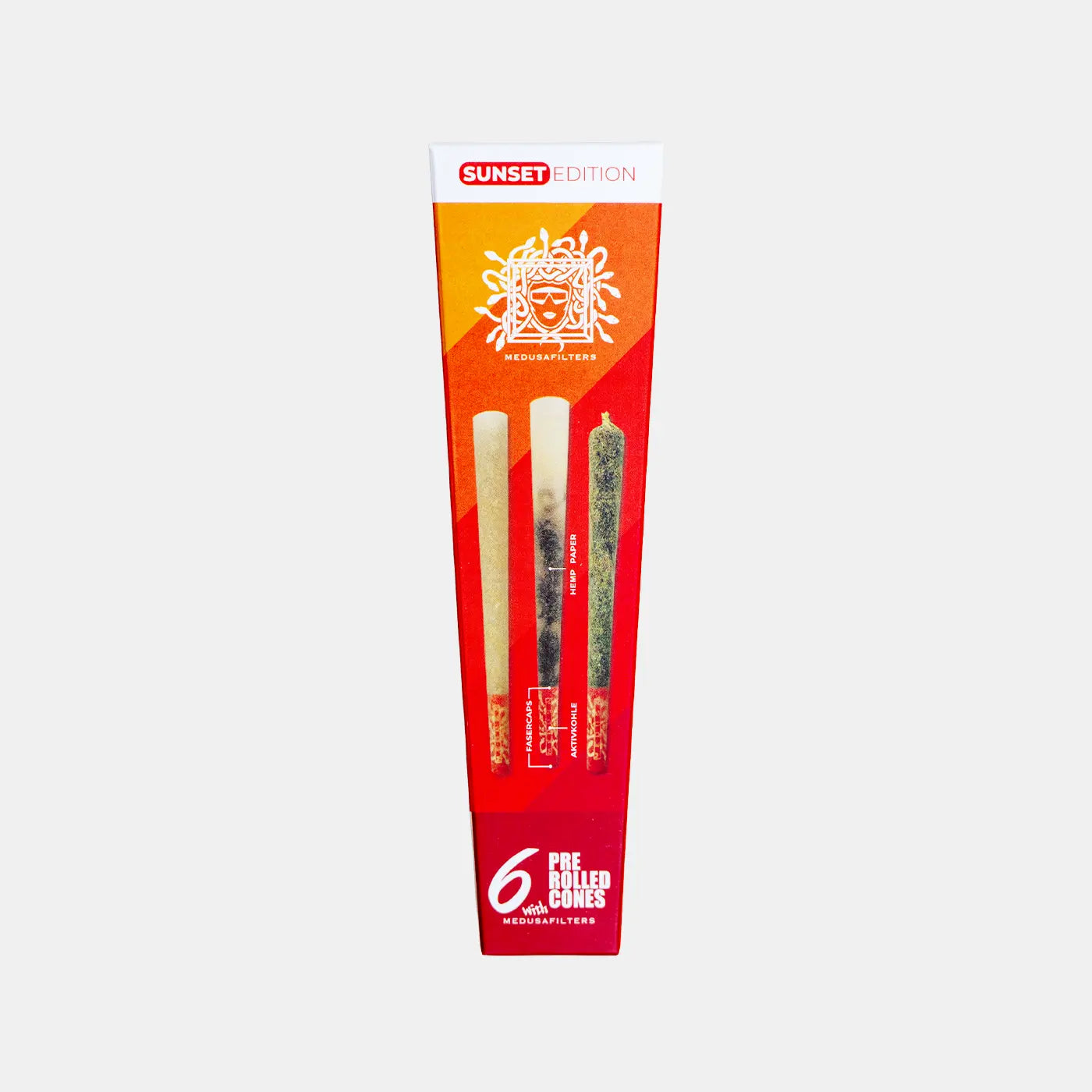 6er Pre-Rolled Cones HEMP mit SUNSET Edition Filtern - 32er Display