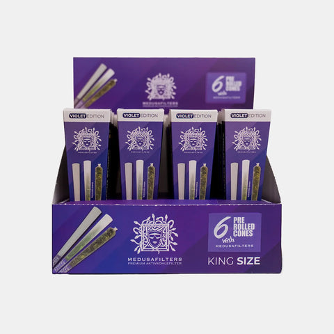 6er Pre-Rolled Cones BLEACHED mit VIOLET Edition Filtern - 32er Display