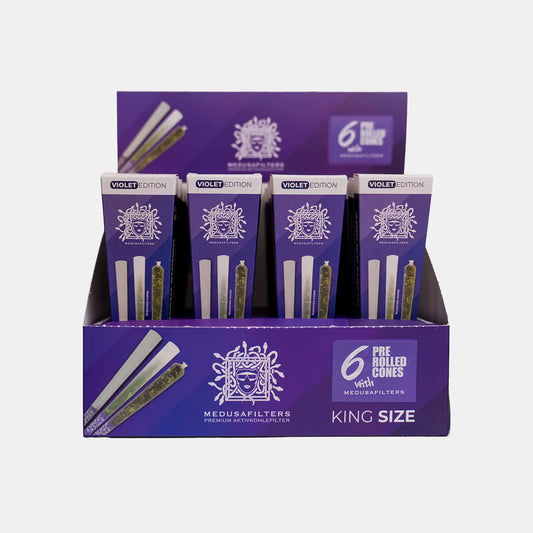 6er Pre-Rolled Cones BLEACHED mit VIOLET Edition Filtern - 32er Display