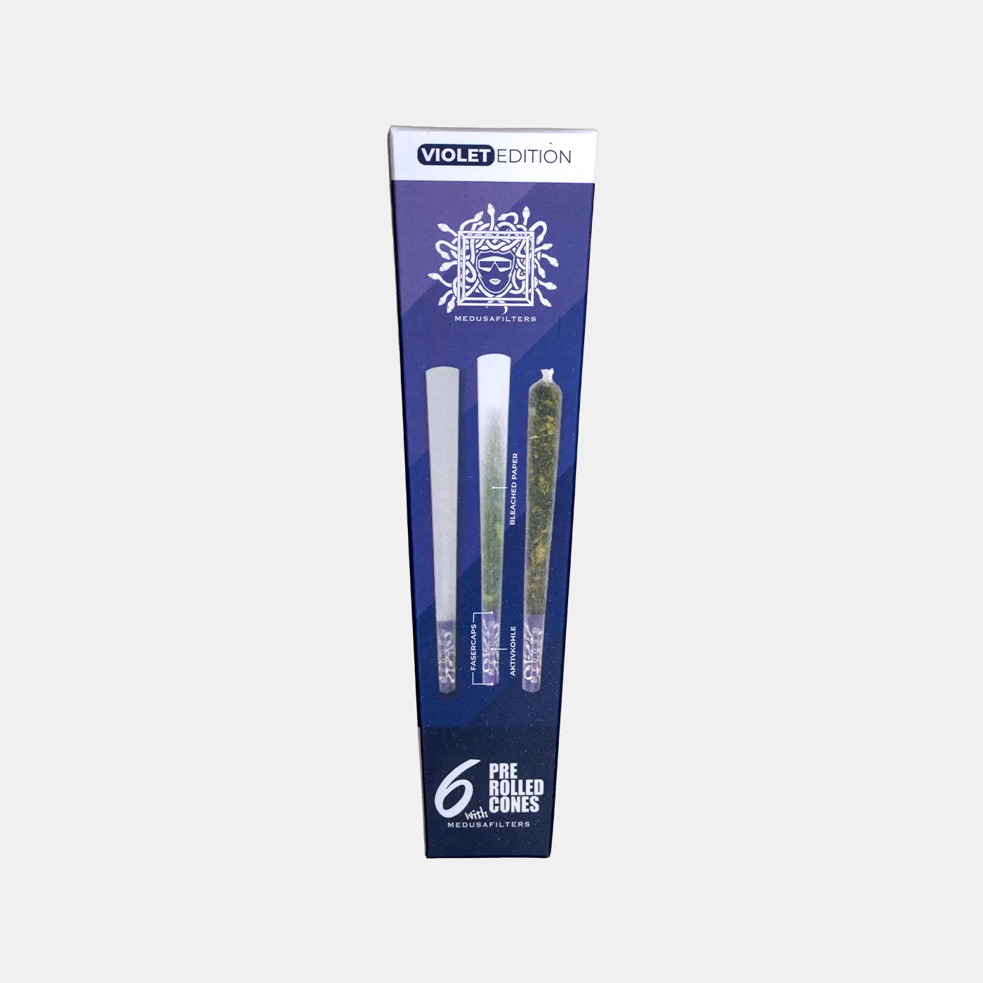 6er Pre-Rolled Cones BLEACHED mit VIOLET Edition Filtern - 32er Display