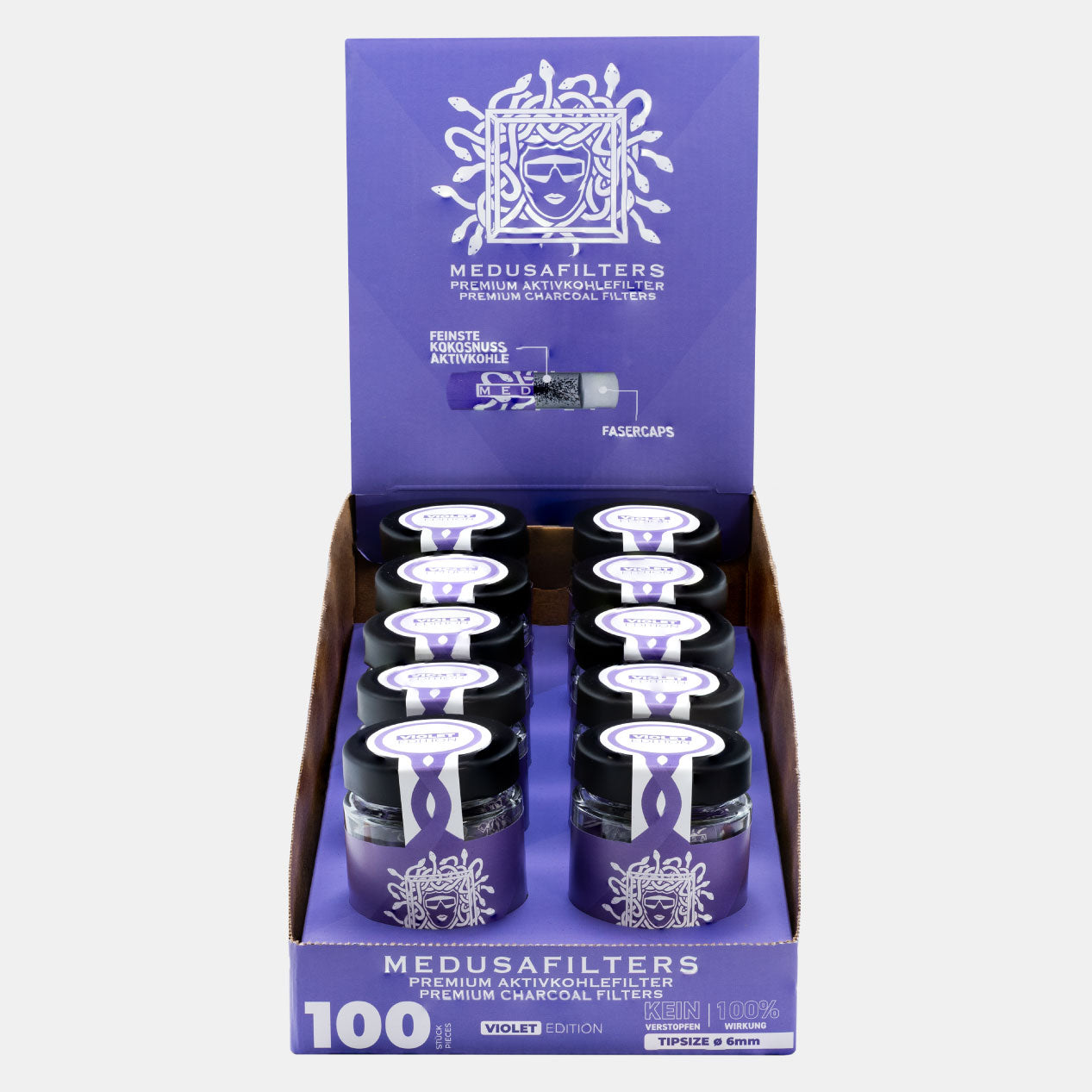 100er Glas VIOLET Edition - 10er Display