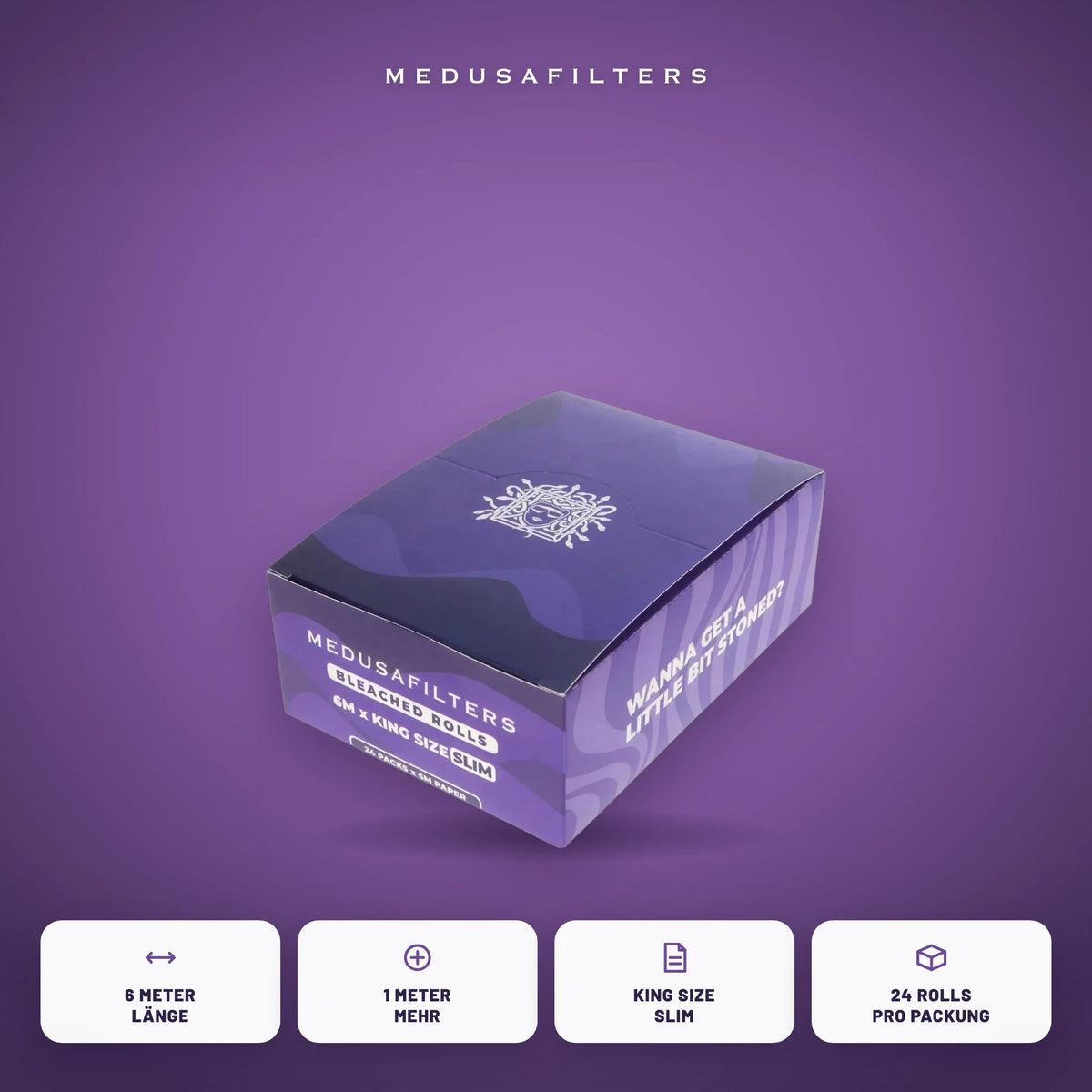Endless Rolls 6 m VIOLET im Display: 6 Meter Länge, King Size Slim, 24 Rollen pro Packung