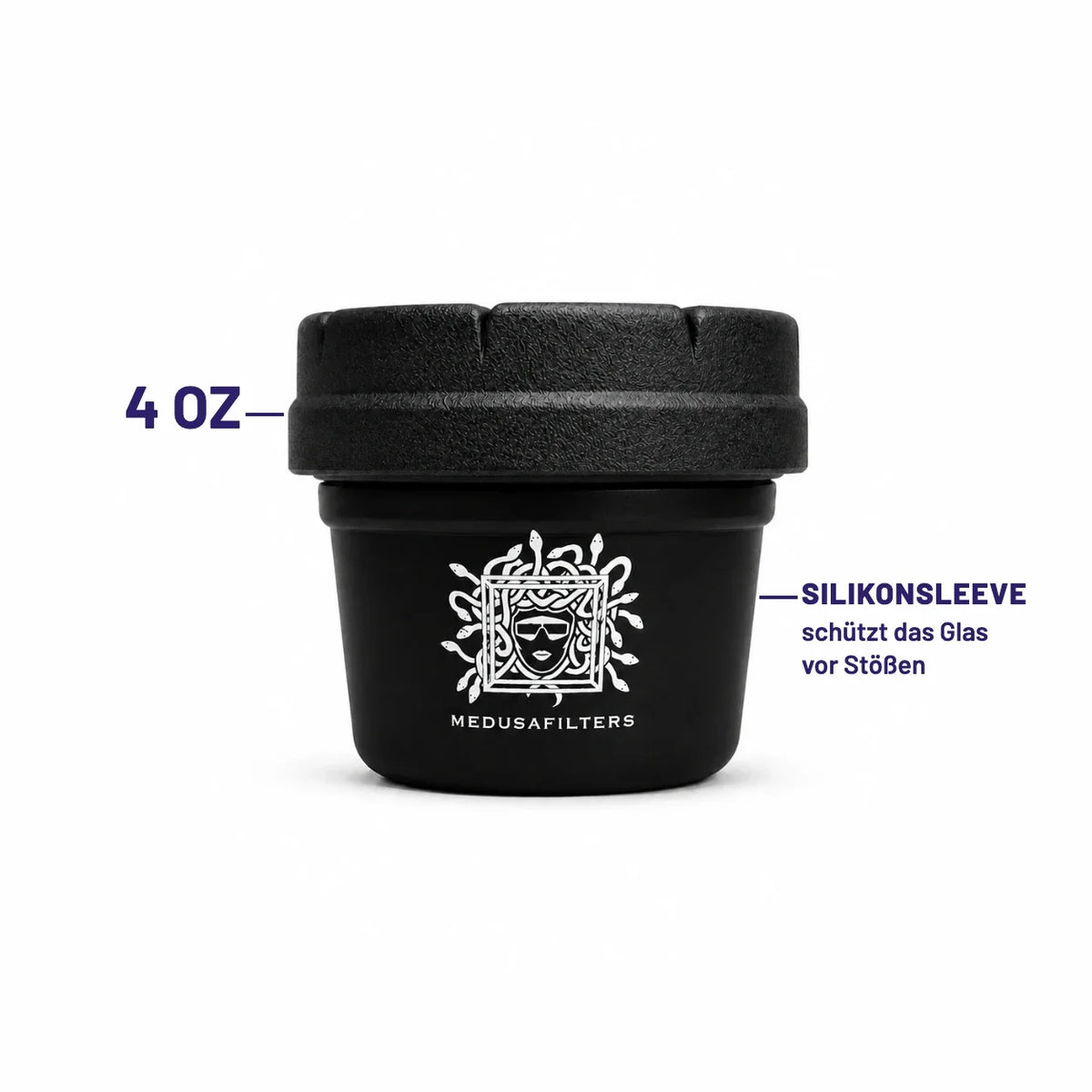 RE-STASH 4OZ BLACK – Silikonsleeve schützt das Glas vor Stößen