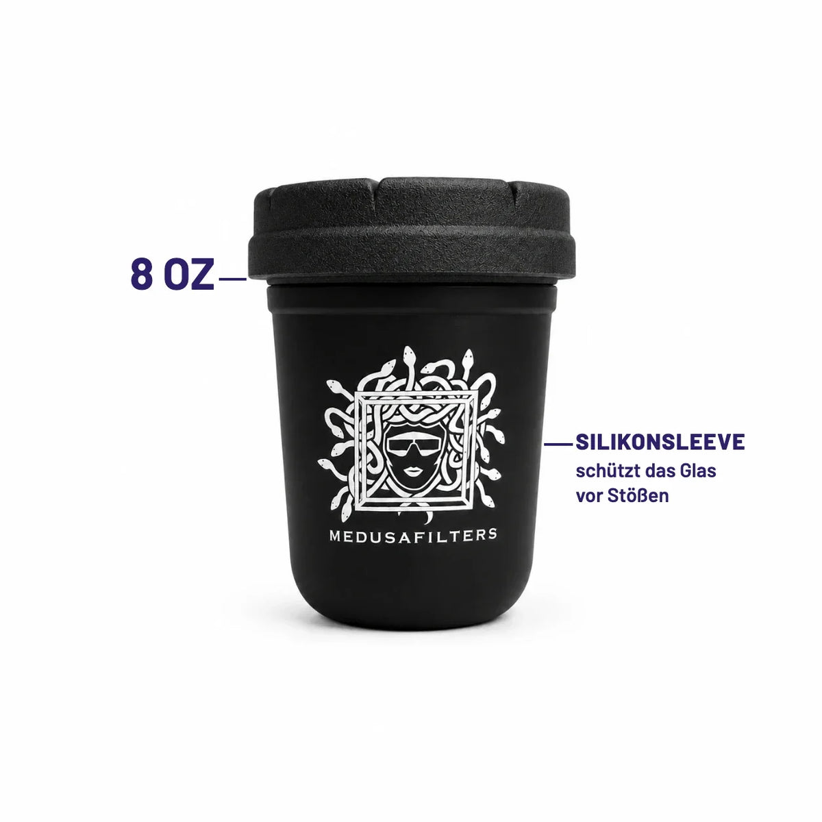 RE-STASH 8OZ BLACK – Silikonsleeve schützt das Glas vor Stößen