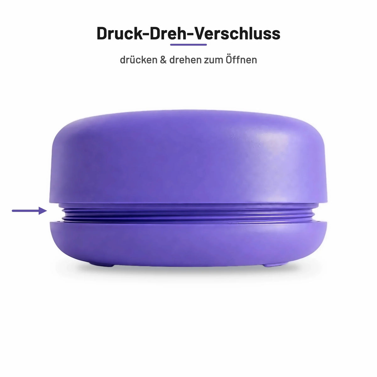 Green Pocket Violet – Druck-Dreh-Verschluss, drücken und drehen zum Öffnen